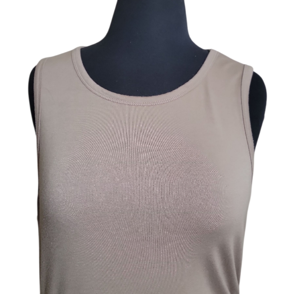 FIRM PRICE Shein tan sleeveless crew neck ruched side dress size XL - Picture 3 of 9